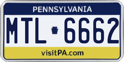 PA license plate MTL6662