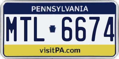 PA license plate MTL6674