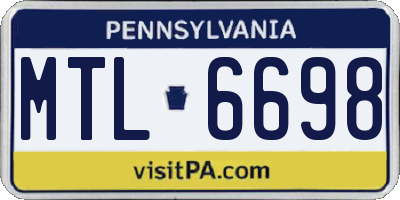 PA license plate MTL6698