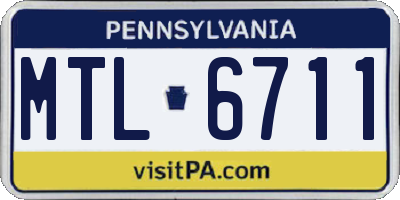 PA license plate MTL6711