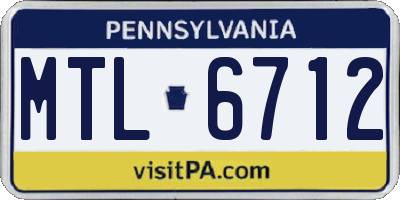 PA license plate MTL6712