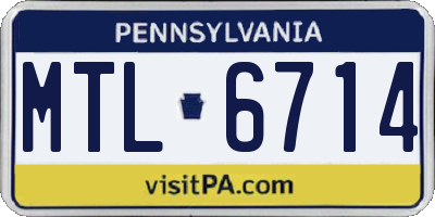 PA license plate MTL6714