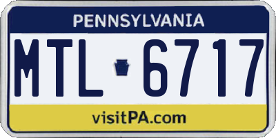 PA license plate MTL6717