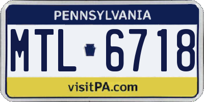 PA license plate MTL6718