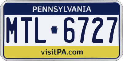 PA license plate MTL6727