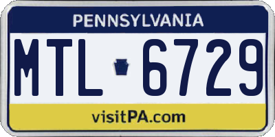 PA license plate MTL6729