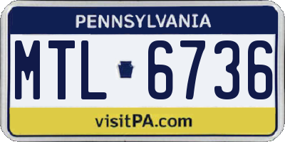 PA license plate MTL6736