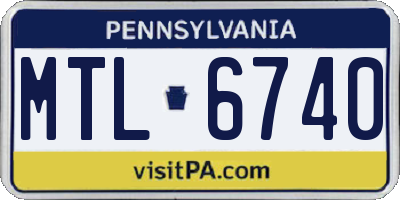 PA license plate MTL6740