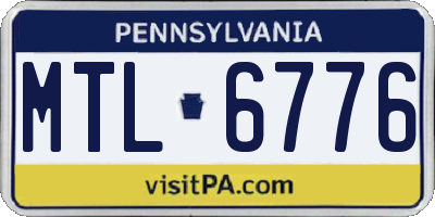 PA license plate MTL6776