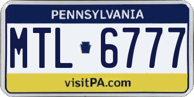 PA license plate MTL6777