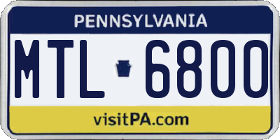 PA license plate MTL6800