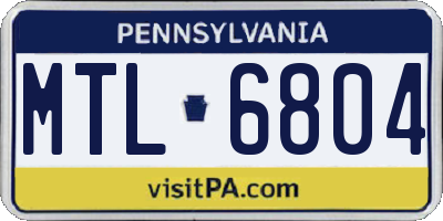 PA license plate MTL6804