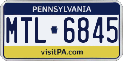 PA license plate MTL6845