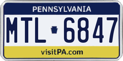 PA license plate MTL6847