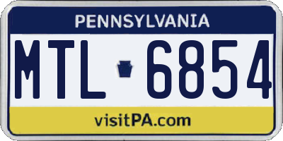 PA license plate MTL6854