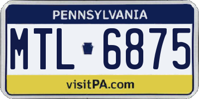PA license plate MTL6875