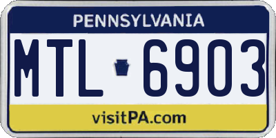 PA license plate MTL6903