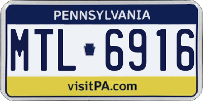 PA license plate MTL6916