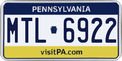 PA license plate MTL6922