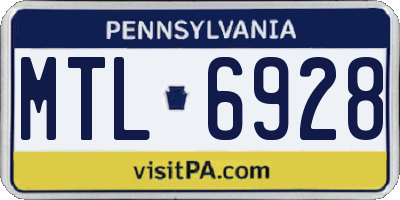PA license plate MTL6928