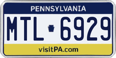 PA license plate MTL6929