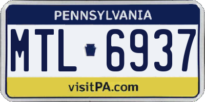 PA license plate MTL6937