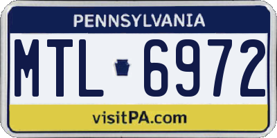 PA license plate MTL6972
