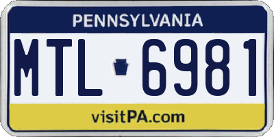 PA license plate MTL6981