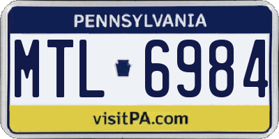 PA license plate MTL6984
