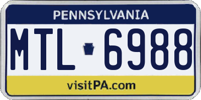 PA license plate MTL6988