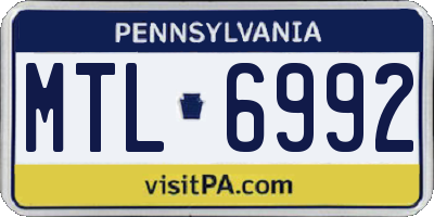PA license plate MTL6992