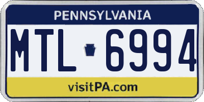 PA license plate MTL6994