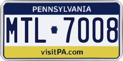 PA license plate MTL7008