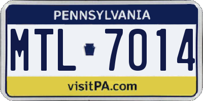 PA license plate MTL7014