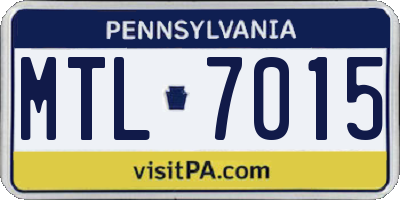 PA license plate MTL7015