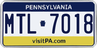 PA license plate MTL7018