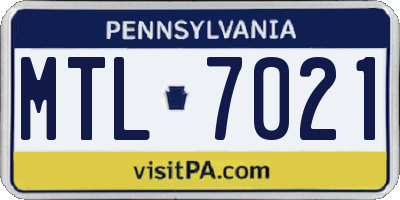 PA license plate MTL7021