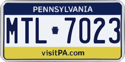 PA license plate MTL7023