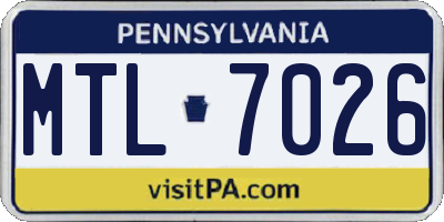 PA license plate MTL7026
