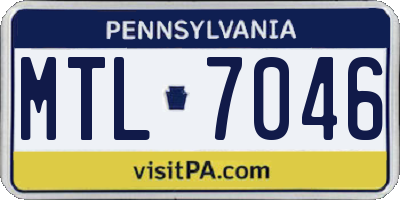 PA license plate MTL7046