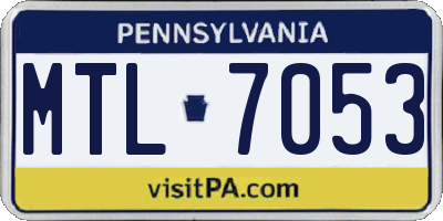 PA license plate MTL7053