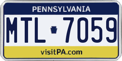 PA license plate MTL7059