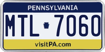 PA license plate MTL7060