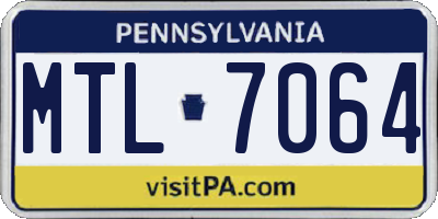 PA license plate MTL7064