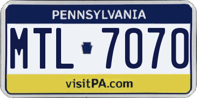 PA license plate MTL7070