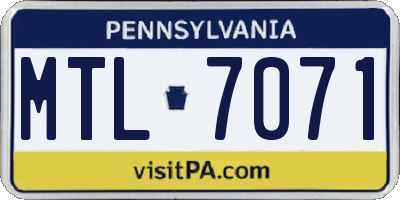 PA license plate MTL7071