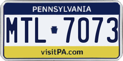 PA license plate MTL7073