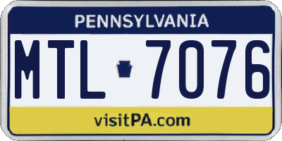 PA license plate MTL7076
