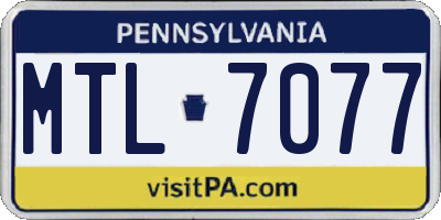 PA license plate MTL7077