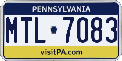PA license plate MTL7083
